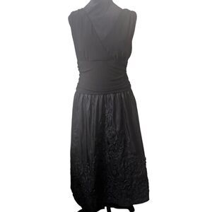 JESSICA HOWARD Evenings Black Rosette Dress 16 Ruched Waist Fit & Flare Formal